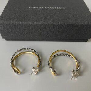 David Yurman Hoop Earrings Sterling Silver With 14k gold